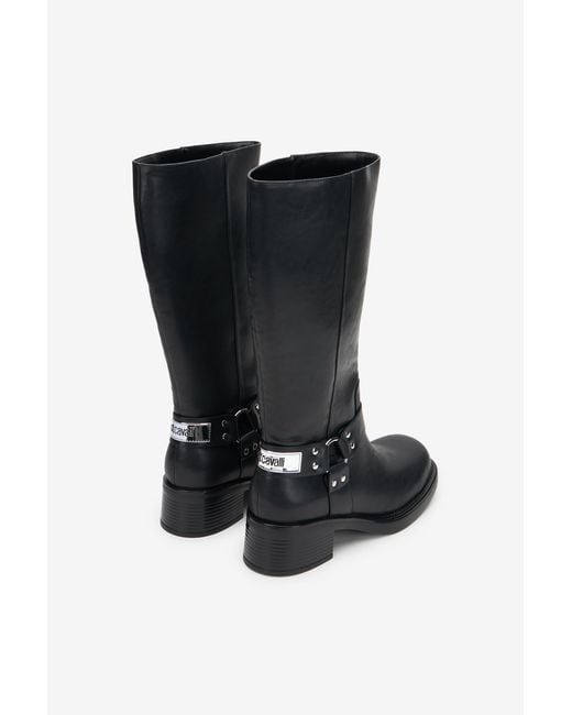 Roberto Cavalli Black Biker Boots