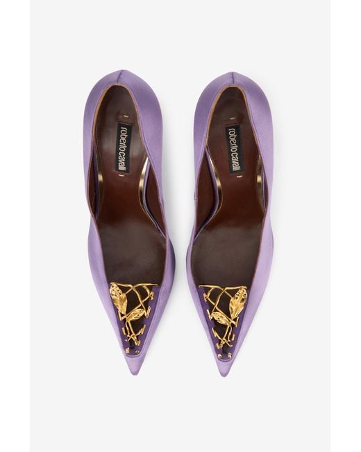 Roberto Cavalli Purple Lilac Pumps With Leaf Insert