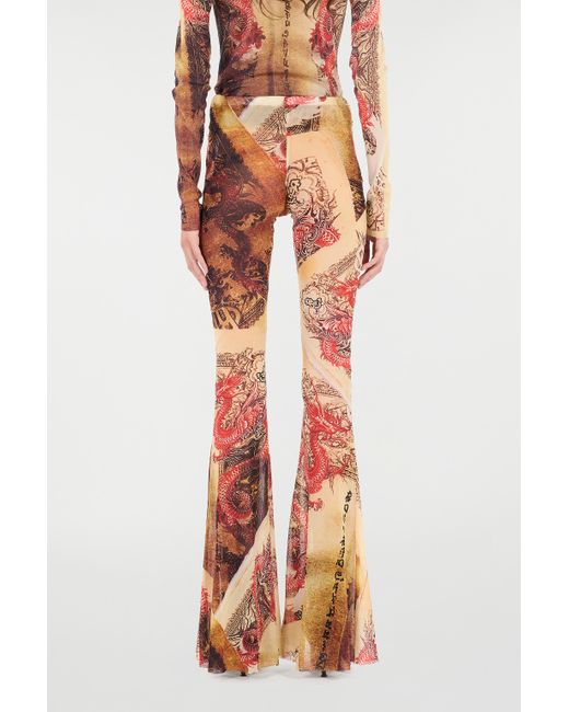 Roberto Cavalli White Pants With Oriental Print