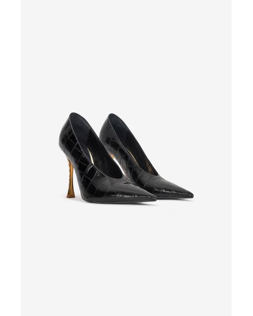 Roberto Cavalli Black Crocodile Scale-Effect Pumps