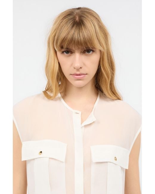 Roberto Cavalli White See-Through Sleeveless Top