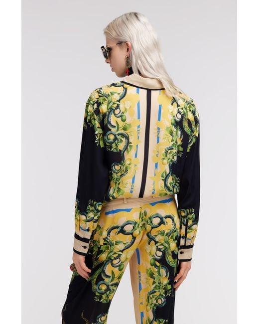 Roberto Cavalli Yellow Lemon Snake Shirt