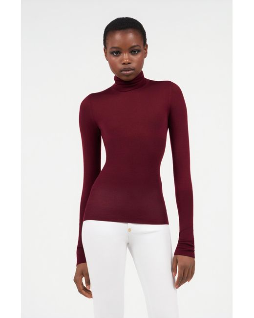 Roberto Cavalli Red Burgundy Turtleneck Top
