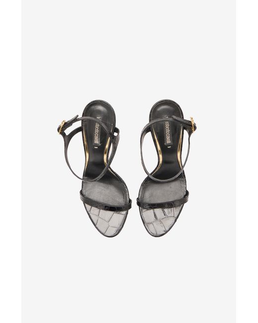 Roberto Cavalli Multicolor Crocodile-Effect Slingback Sandals