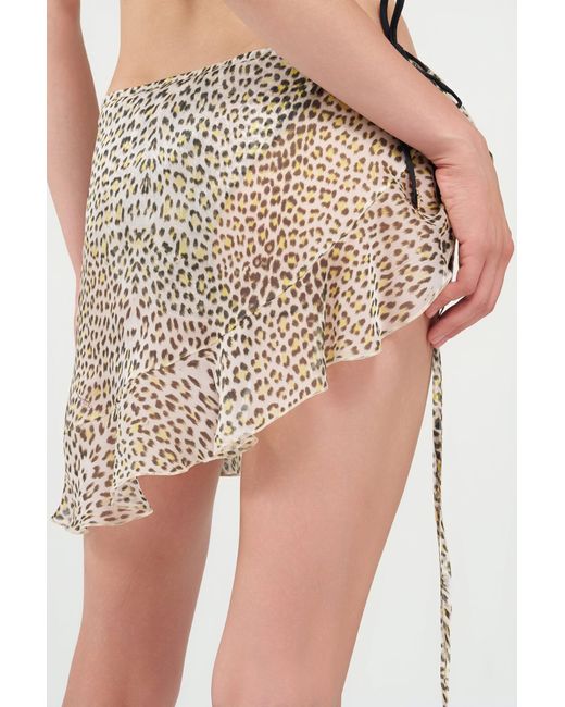 Roberto Cavalli White Baby Jaguar Print Silk Pareo