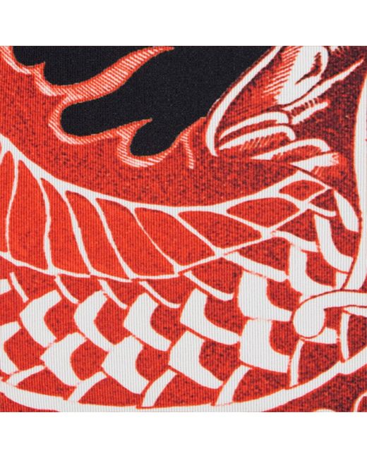 Roberto Cavalli Red Bodysuit With Dragon, Flowers And Fans