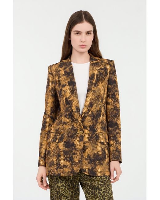 Giacca Stampa Python di Roberto Cavalli in Brown