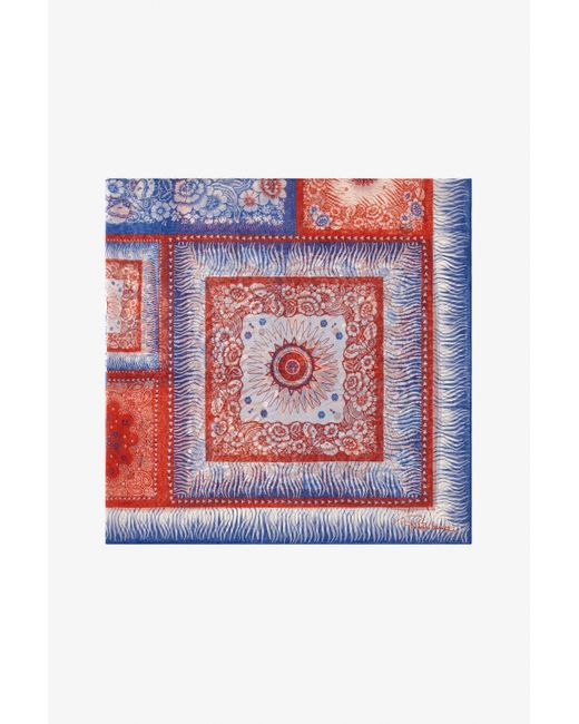 Roberto Cavalli Red Silk Shawl With Zebra Pattern And Logo