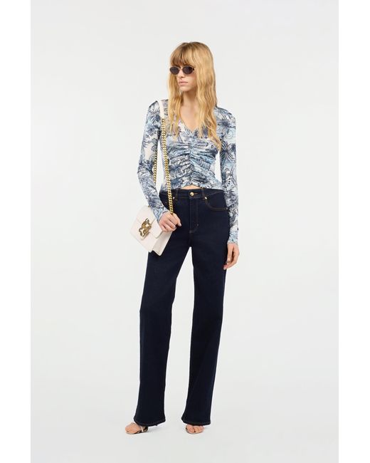 Roberto Cavalli Blue Top With Jungle Print