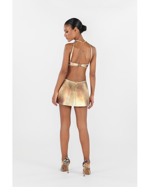 Roberto Cavalli Natural Cut-Out Short Dress With Ropes