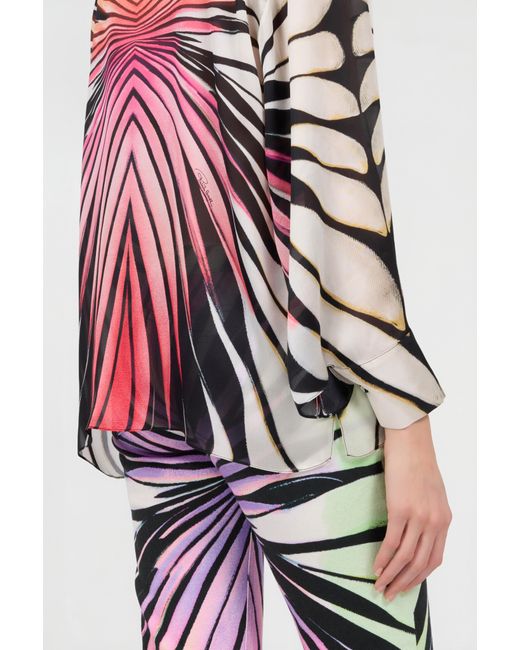 Roberto Cavalli Red Ray Of Paradise Print Silk Shirt