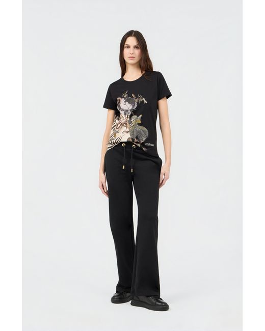 Roberto Cavalli Black Jewellery Foulard Print T-Shirt