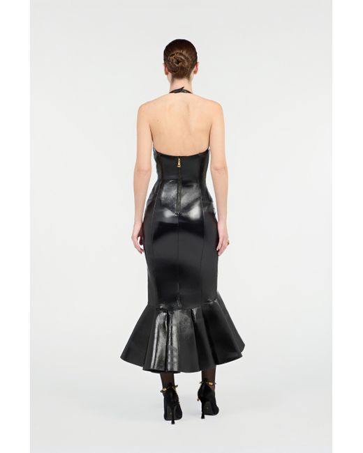 Roberto Cavalli White Genuine Leather Midi Dress
