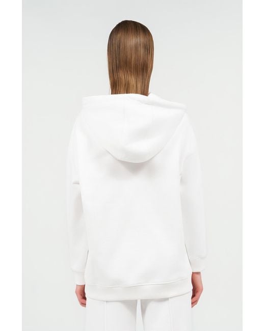 Roberto Cavalli White Sweatshirt Hoodie With Tiger Embroidery