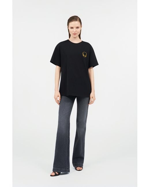 Roberto Cavalli Black Cotton T-Shirt With Tigers