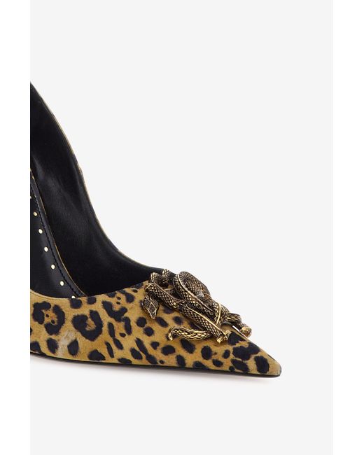Roberto Cavalli Black Décolleté With Monogram Mirror Snake