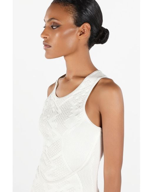 Roberto Cavalli White Dress With Wall Print