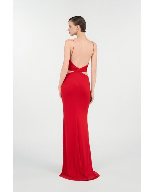 Roberto Cavalli Red Long Dress With Snake Detail