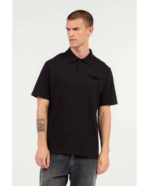 Roberto Cavalli Black Polo With Embroidered Logo for men