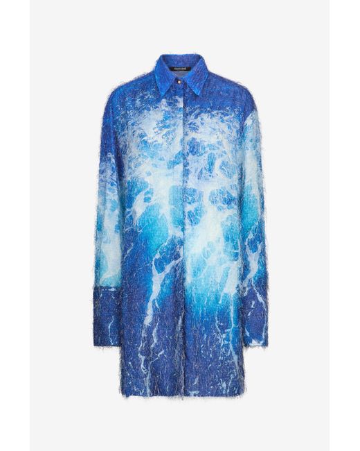 Roberto Cavalli Blue Stretto Di Messina Print Shirt