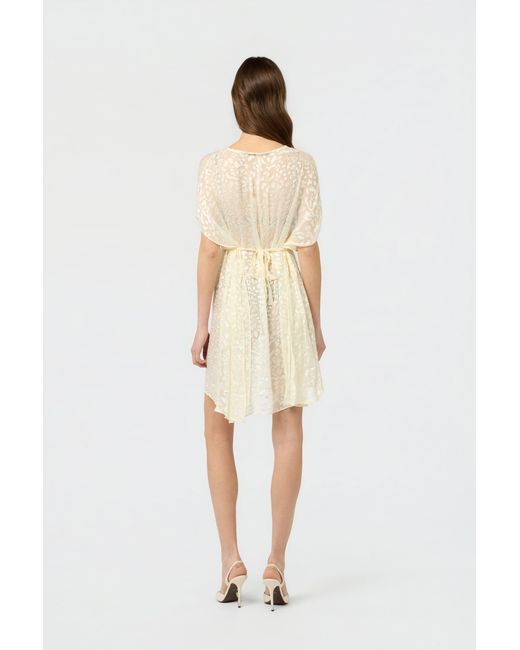 Roberto Cavalli White Ivory Tone-On-Tone Leopard Print Kaftan