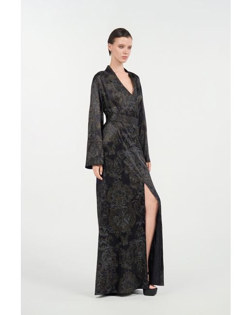 Roberto Cavalli Black Ornamental Silk Kimono Dress