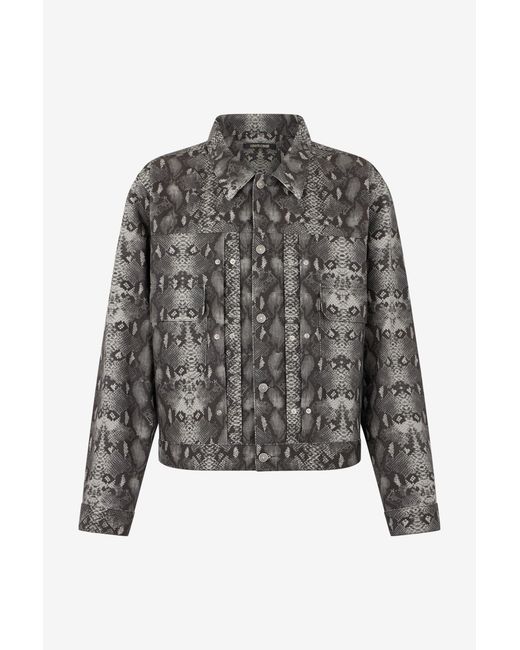 Veste En Denim Imprimé Python Roberto Cavalli pour homme en coloris Black