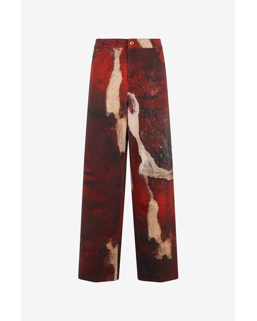 Roberto Cavalli Red Faded-Dye Effect Denim Jeans