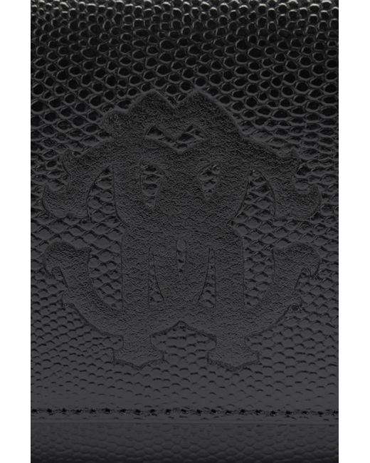 Roberto Cavalli Black Wallet With Flap And Monogram Rc