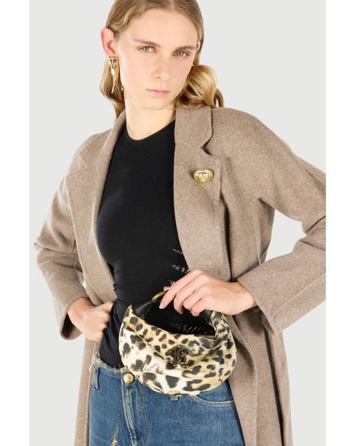 Roberto Cavalli Blue Jaguar Skin Bag With Mirror Snake Monogram