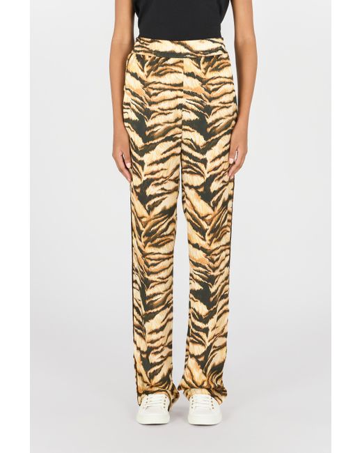 Roberto Cavalli Metallic High-Waisted Tiger-Print Trousers