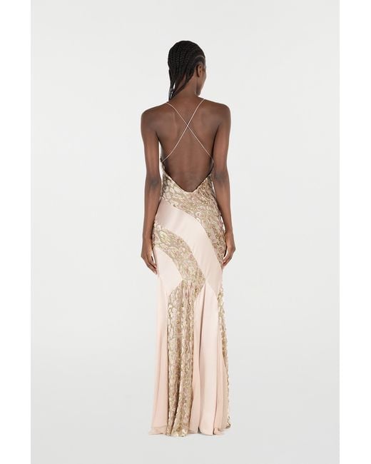 Vestido Lencero Largo Con Motivo Maculado Roberto Cavalli de color White