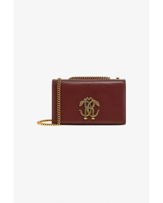 Roberto Cavalli Red Shoulder Bag With Monogram Mirror Snake