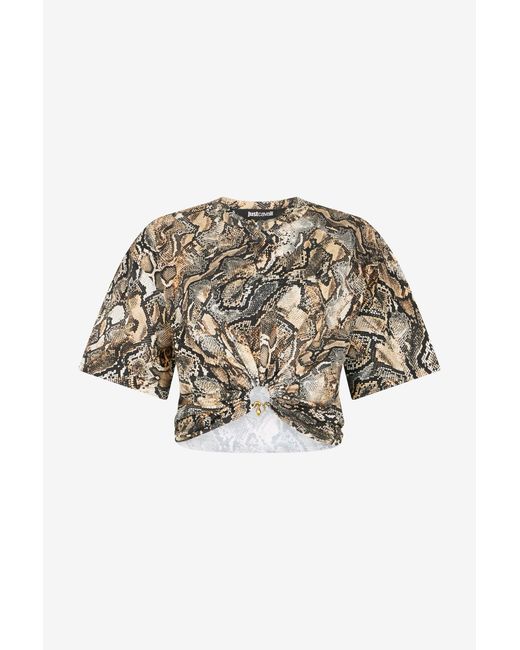 Roberto Cavalli Multicolor Crop Top With Python Print