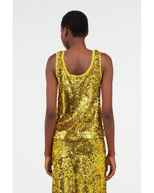 Roberto Cavalli Yellow Sequin Top