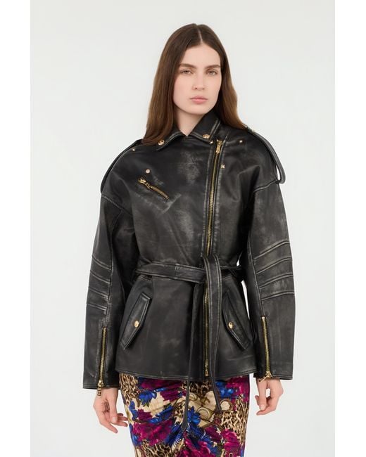 Roberto Cavalli Black Leather Jacket