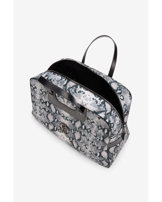 Roberto Cavalli Black Python Print Top Handle Handbag for men