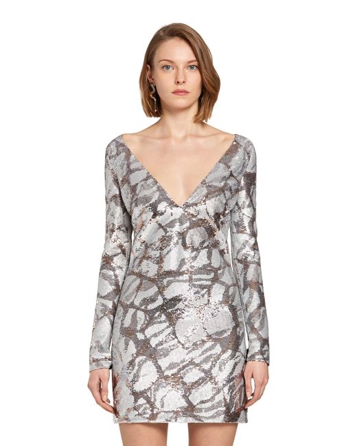 Roberto Cavalli Gray Jewel Dress