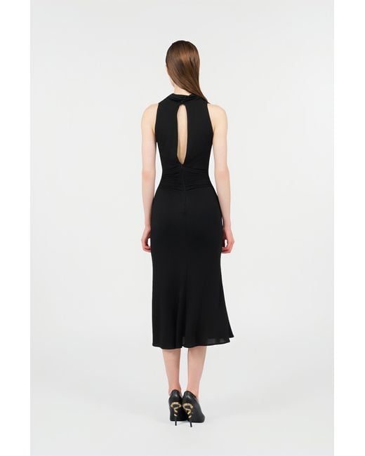 Roberto Cavalli Black Midi Dress With Snake Detail
