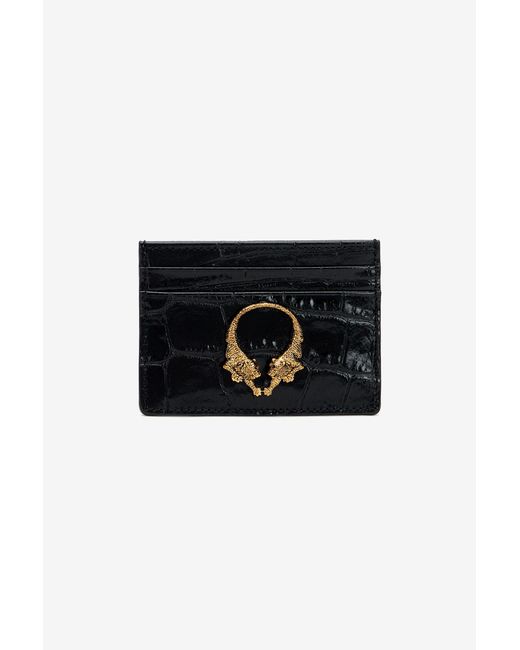 Roberto Cavalli Black Card Case With Roar Hardware for men