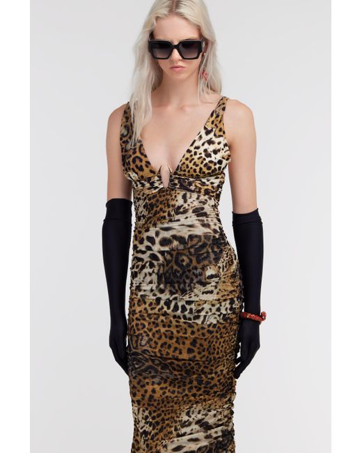 Roberto Cavalli White Jaguar Skin Print Dress