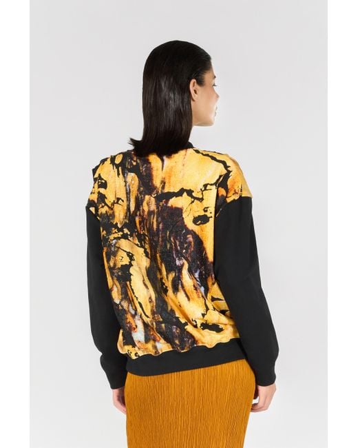 Roberto Cavalli Black Marble Print Sweatshirt