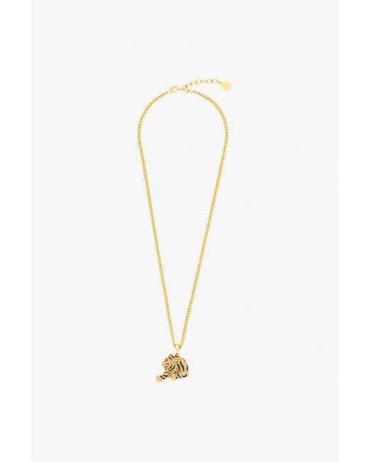 Roberto Cavalli White Necklace With Tiger Pendant