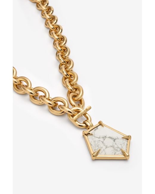 Roberto Cavalli White Grobmaschige Halskette Mit Anhänger