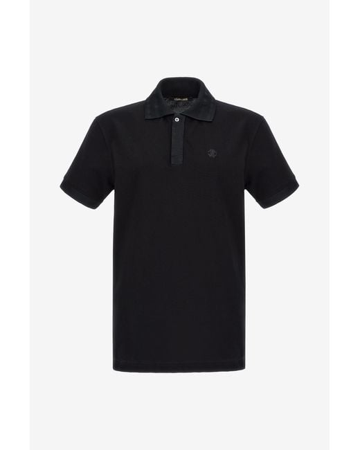 Roberto Cavalli Black Rc Logo Polo for men