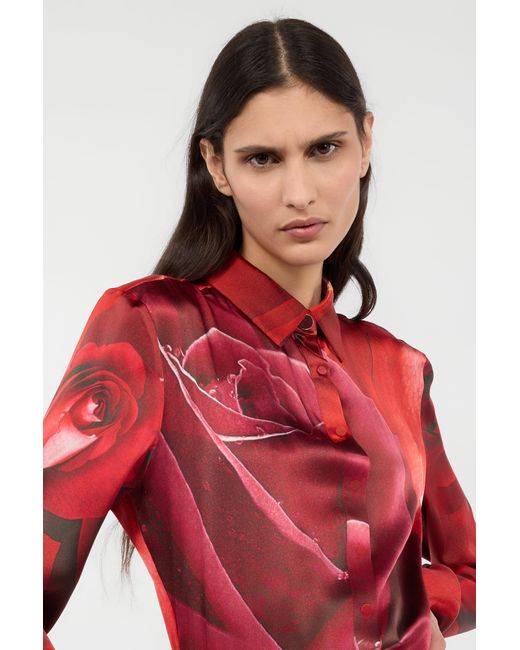 Roberto Cavalli Red Abstract-Print Bodysuit