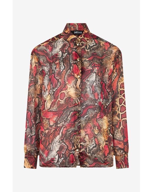 Roberto Cavalli Red Shirt With Python Print