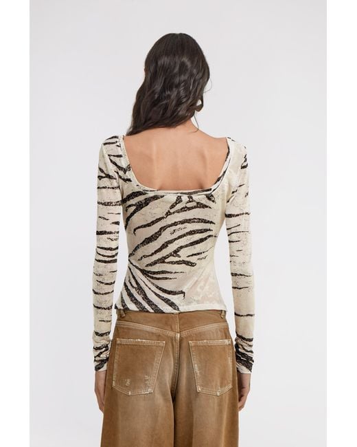 Roberto Cavalli White Zebra Printed Top