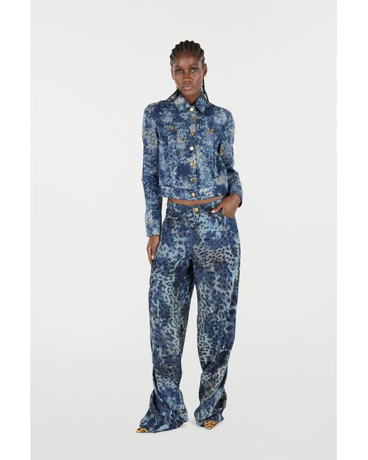 Roberto Cavalli Blue Denim Jacket With Discoloration