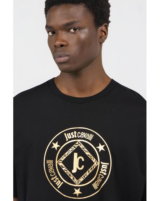 Roberto Cavalli Black T-Shirt With Logo for men